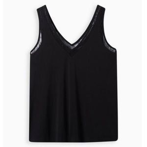 TORRID (Size 6x - 30) Black Studio Crepe Jersey Lace Inset Tank NWT